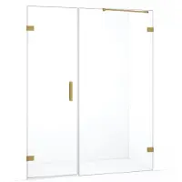 Maxaro Diamond Douchedeur | 145 cm Goud Helder glas Draaideur | Douchedeur glas | Glazen Douchedeur | Nisdeur Douche