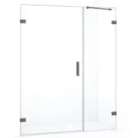 Maxaro Diamond Douchedeur | 145 cm Zwart metaal Helder glas Draaideur
