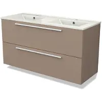 Maxaro Modulo Badkamermeubel met wastafel 120cm Taupe, Keramiek, 2 lades | Badkamermeubel Beige | Beige Badkamerkast | Taupe Badkamermeubel
