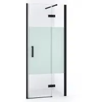 Maxaro Diamond Douchedeur | 80 cm Mat zwart Helder met matte strook Draaideur