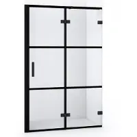 Maxaro Diamond Douchedeur | 110 cm Mat zwart Helder met 4 zwarte strepen Draaideur
