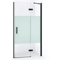 Maxaro Diamond Douchedeur | 90 cm Mat zwart Helder met matte strook Draaideur