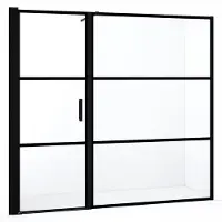 Maxaro Zwarte Douchedeur | 210 cm Mat zwart Helder met 4 zwarte strepen Draaideur