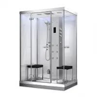 Maxaro Lusso 2 Persoons Stoomcabine | 140x100 cm Wit glas Draaideur Rechthoek