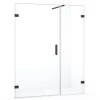 Maxaro Diamond Douchedeur | 145 cm Zwart chroom Helder glas Draaideur