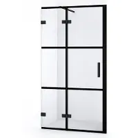 Maxaro Diamond Douchedeur | 100 cm Mat zwart Helder met 4 zwarte strepen Draaideur