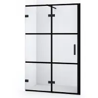 Maxaro Diamond Douchedeur | 110 cm Mat zwart Helder met 4 zwarte strepen Draaideur