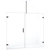 Maxaro Diamond Douchedeur | 215 cm Zwart chroom Helder glas Draaideur