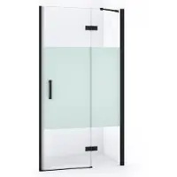 Maxaro Diamond Douchedeur | 90 cm Mat zwart Helder met matte strook Draaideur