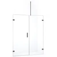 Maxaro Diamond Douchedeur | 155 cm Zwart metaal Helder glas Draaideur