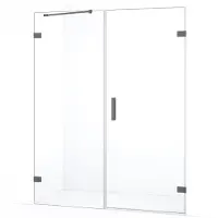 Maxaro Diamond Douchedeur | 155 cm Zwart metaal Helder glas Draaideur