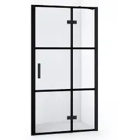 Maxaro Diamond Douchedeur | 100 cm Mat zwart Helder met 4 zwarte strepen Draaideur