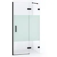 Maxaro Diamond Douchedeur | 90 cm Mat zwart Helder met matte strook Draaideur