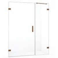 Maxaro Diamond Douchedeur | 145 cm Koper Helder glas Draaideur | Douchedeur glas | Glazen Douchedeur | Nisdeur Douche