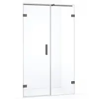 Maxaro Diamond Douchedeur | 135 cm Zwart metaal Helder glas Draaideur