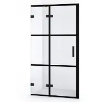 Maxaro Diamond Douchedeur | 90 cm Mat zwart Helder met 4 zwarte strepen Draaideur