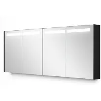 Maxaro Spiegelkast Met Verlichting Modulo 177,6x70cm Zwart Eiken Badkamer Spiegelkast | Spiegelkast Badkamer | Spiegelkast met Verlichting