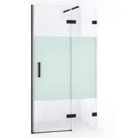 Maxaro Diamond Douchedeur | 90 cm Mat zwart Helder met matte strook Draaideur