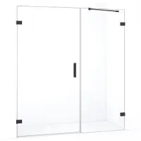Maxaro Diamond Douchedeur | 175 cm Zwart chroom Helder glas Draaideur