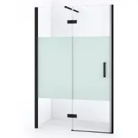 Maxaro Diamond Douchedeur | 110 cm Mat zwart Helder met matte strook Draaideur
