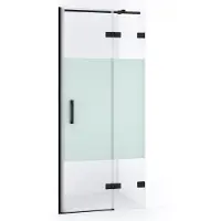 Maxaro Diamond Douchedeur | 80 cm Mat zwart Helder met matte strook Draaideur