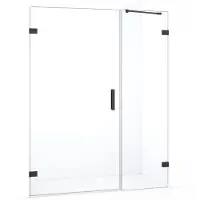 Maxaro Diamond Douchedeur | 145 cm Zwart chroom Helder glas Draaideur