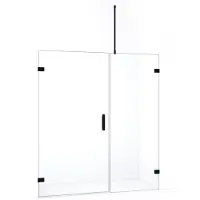 Maxaro Diamond Douchedeur | 175 cm Mat zwart Helder glas Draaideur | Douchedeur glas | Glazen Douchedeur | Nisdeur Douche