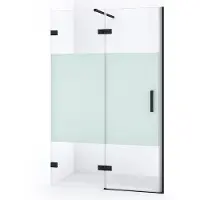 Maxaro Diamond Douchedeur | 110 cm Mat zwart Helder met matte strook Draaideur