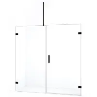 Maxaro Diamond Douchedeur | 185 cm Mat zwart Helder glas Draaideur | Douchedeur glas | Glazen Douchedeur | Nisdeur Douchewand