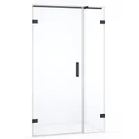 Maxaro Diamond Douchedeur | 105 cm Zwart chroom Helder glas Draaideur
