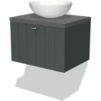 Maxaro Modulo Plato Badkamermeubel voor waskom | 60 cm Donkergrijs Lamel front Donkergrijs beton blad 1 lade