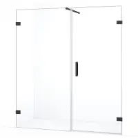 Maxaro Diamond Douchedeur | 175 cm Zwart chroom Helder glas Draaideur