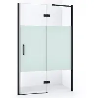 Maxaro Diamond Douchedeur | 120 cm Mat zwart Helder met matte strook Draaideur