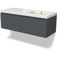 Maxaro Modulo Badkamermeubel met wastafel | 120 cm Donkergrijs Greeploos front Mineraalmarmer 2 lades naast elkaar