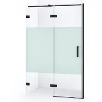 Maxaro Diamond Douchedeur | 110 cm Mat zwart Helder met matte strook Draaideur