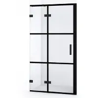 Maxaro Diamond Douchedeur | 100 cm Mat zwart Helder met 4 zwarte strepen Draaideur