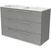 Maxaro Modulo Badkamermeubel met wastafel | 120 cm Lichtgrijs beton Vlak front Solid surface 3 lades