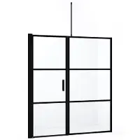 Maxaro Diamond Douchedeur | 170 cm Mat zwart Helder met 4 zwarte strepen Draaideur