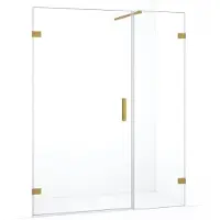 Maxaro Diamond Douchedeur | 155 cm Goud Helder glas Draaideur | Douchedeur glas | Glazen Douchedeur | Nisdeur Douche