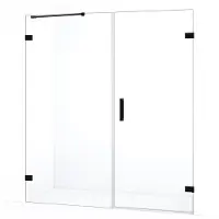 Maxaro Diamond Douchedeur | 165 cm Mat zwart Helder glas Draaideur | Douchedeur glas | Glazen Douchedeur | Nisdeur Douche