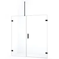 Maxaro Diamond Douchedeur | 165 cm Mat zwart Helder glas Draaideur | Douchedeur glas | Glazen Douchedeur | Nisdeur Douchewand