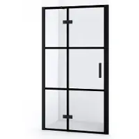 Maxaro Diamond Douchedeur | 100 cm Mat zwart Helder met 4 zwarte strepen Draaideur