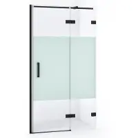 Maxaro Diamond Douchedeur | 90 cm Mat zwart Helder met matte strook Draaideur