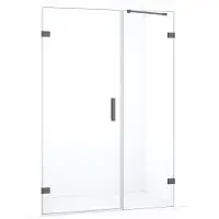 Maxaro Diamond Douchedeur | 125 cm Zwart metaal Helder glas Draaideur