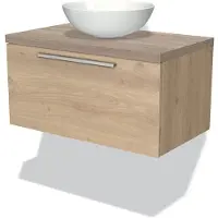 Maxaro Modulo Plato Badkamermeubel voor waskom | 80 cm Lichtbruin eiken Vlak front Eiken blad 1 lade