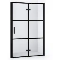 Maxaro Diamond Douchedeur | 110 cm Mat zwart Helder met 4 zwarte strepen Draaideur