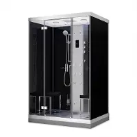 Maxaro Lusso 2 Persoons Stoomcabine | 140x100 cm Zwart glas Draaideur Rechthoek