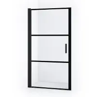 Maxaro Diamond Douchedeur | 105 cm Mat zwart Helder met 4 zwarte strepen Draaideur