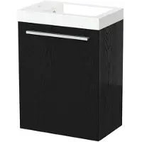 Maxaro Modulo Pico Toiletmeubel met wastafel | 40 cm Zwart eiken Vlak front Mineraalmarmer