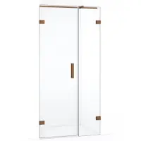 Maxaro Diamond Douchedeur 85cm Koper Helder Glas Draaideur 200cm Douchedeur | Glazen Douchedeur | Nisdeur Douche